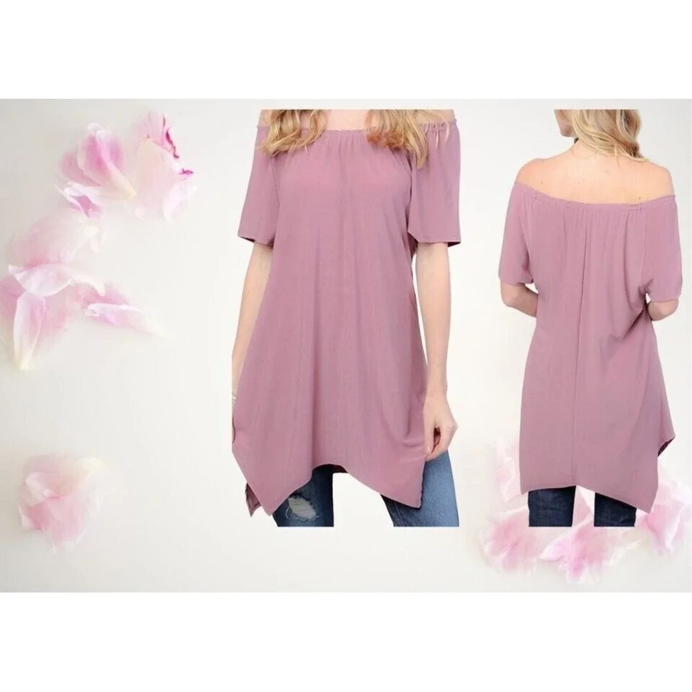 Women's Size Medium Off Shoulder Tunic Top Blossom P New‎ With Tags - Picture 2 of 8